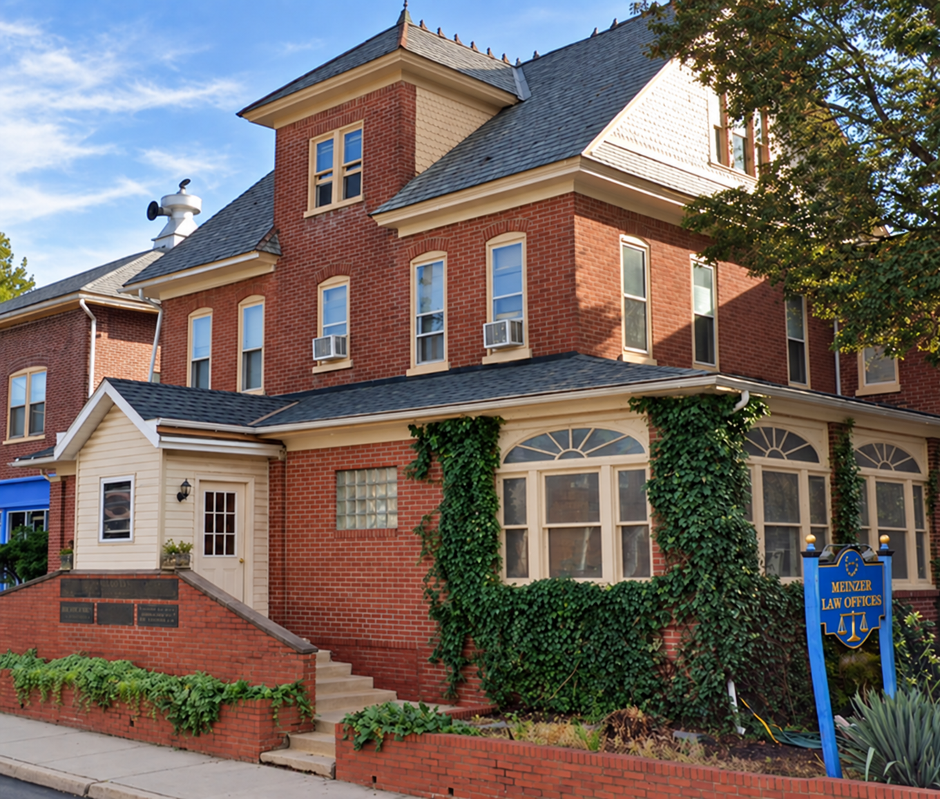 The red-brick Meinzer Law Offices building at 516 Main Street in Pennsburg